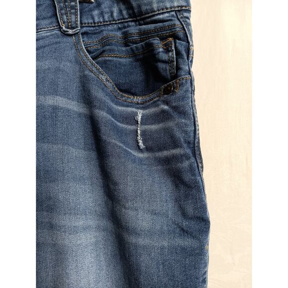 Democracy Jeans 16 AB Solution Blue Denim Straight Leg Elastic Waist Comfort - Picture 3 of 16